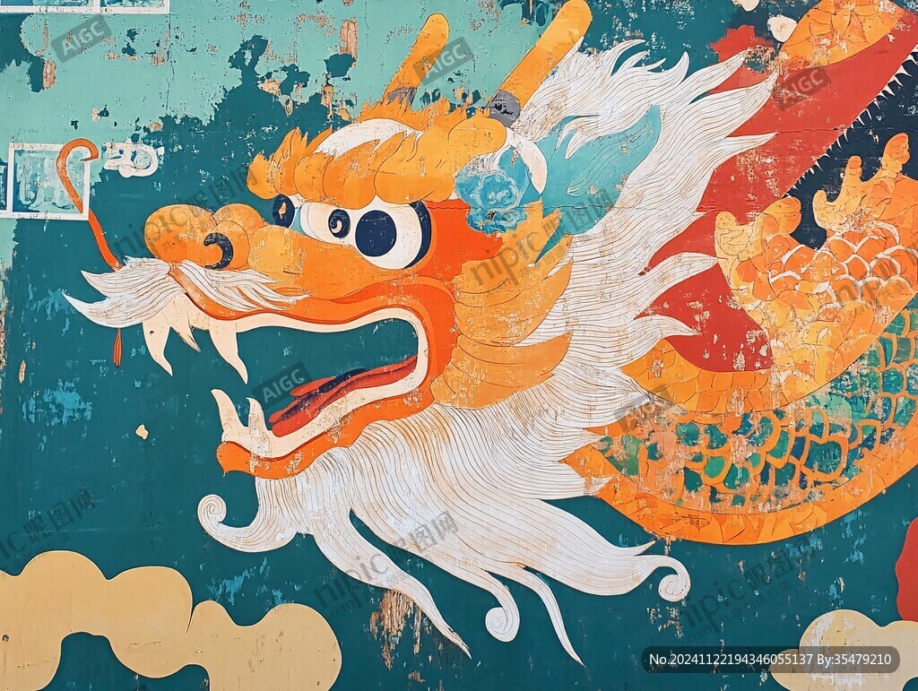 舞龍墻繪