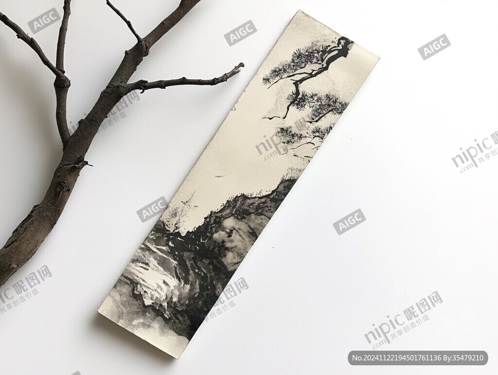 金色山水書簽