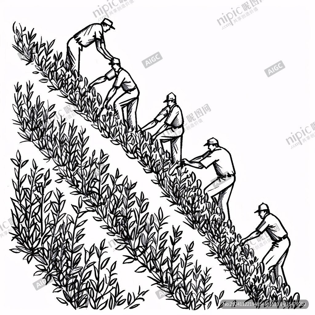 采茶描線圖