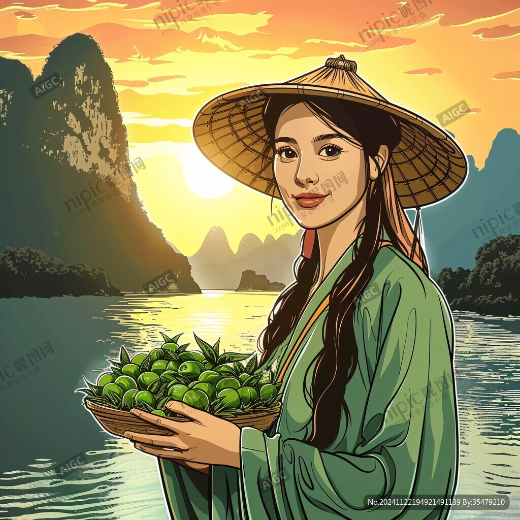 紅棗美女插畫