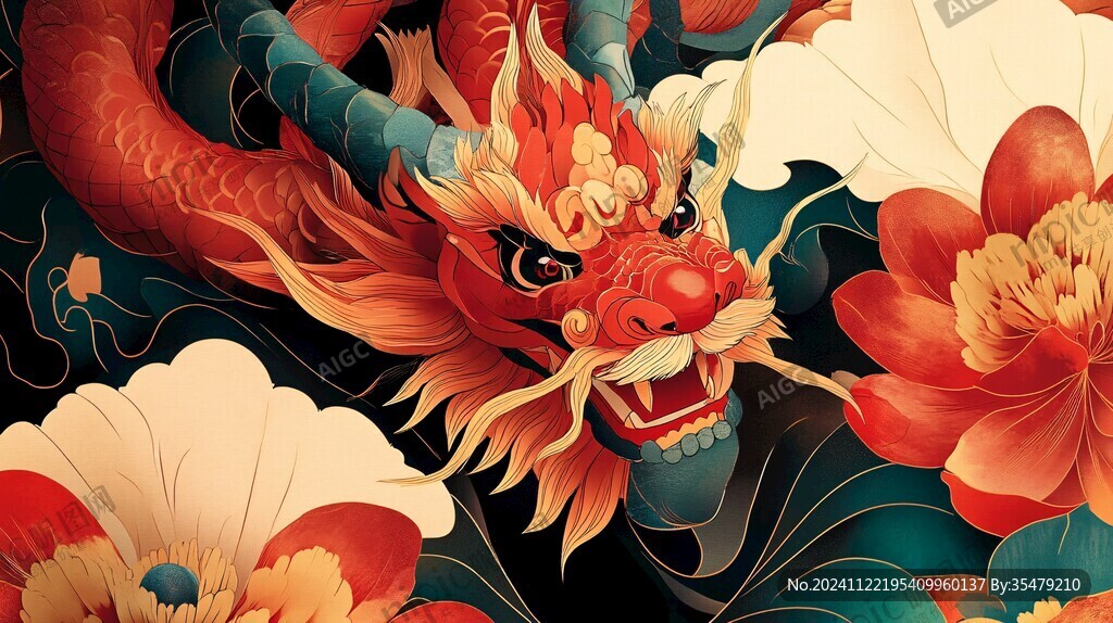 舞獅包裝插畫