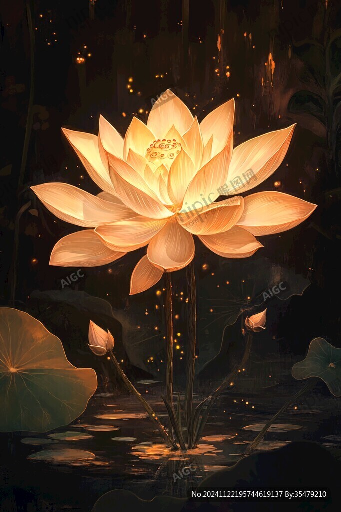 蓮花燈插畫