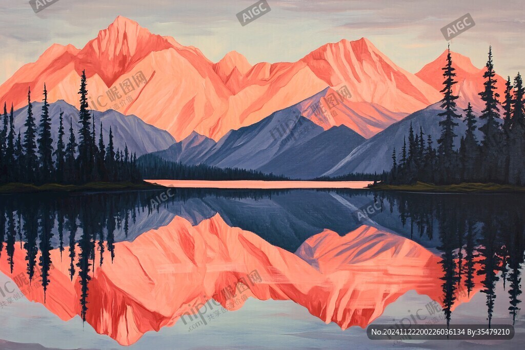 山湖插畫