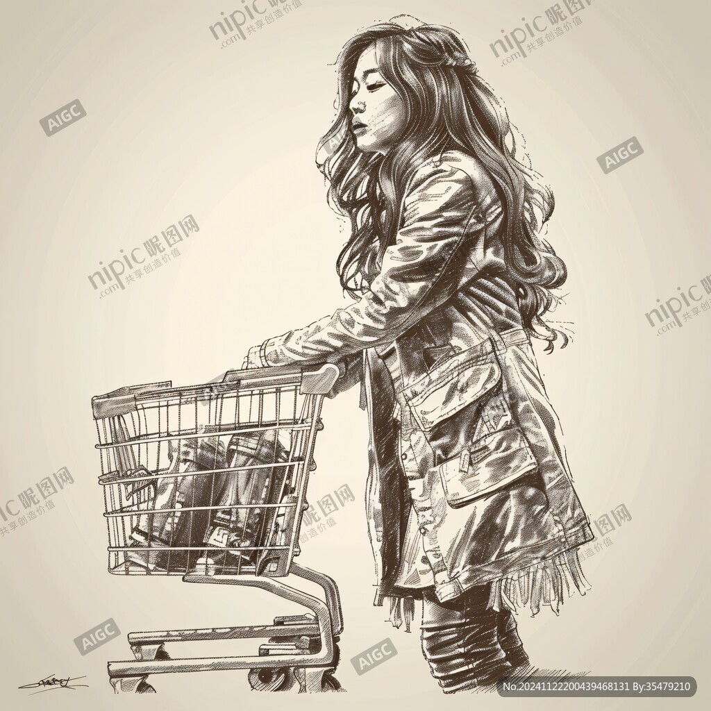 手繪賣貨美女
