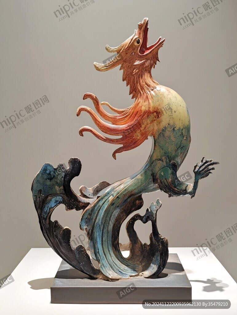 彩繪漆木龍座飛鳥(niǎo)