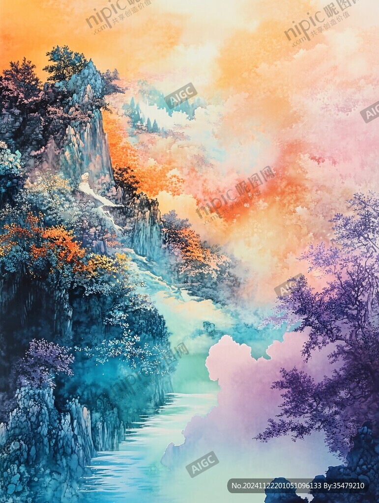 夢(mèng)幻山水風(fēng)光裝飾畫