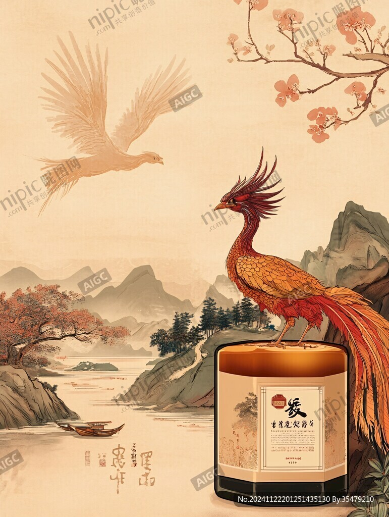 龜鹿膏包裝插畫