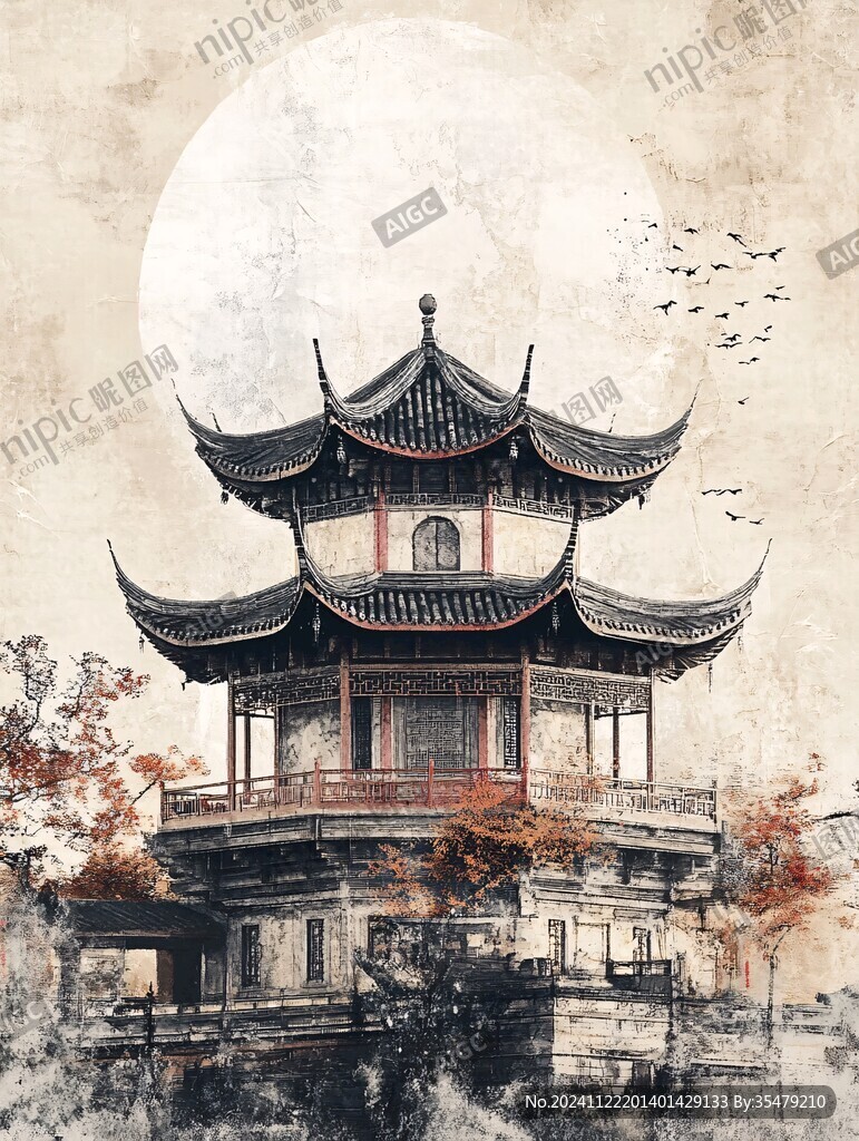 亭臺樓閣背景