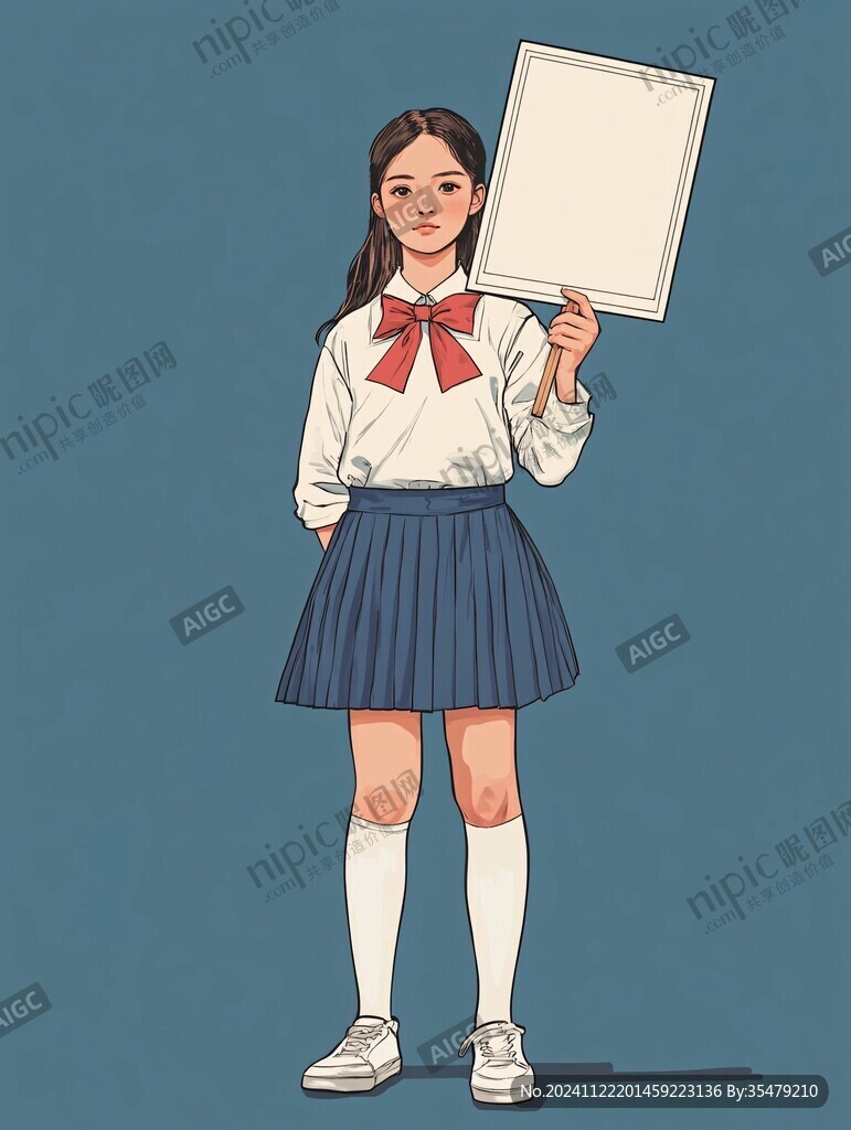 校服美女插畫