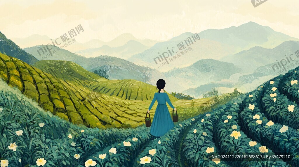 茶園插畫茶包裝插畫