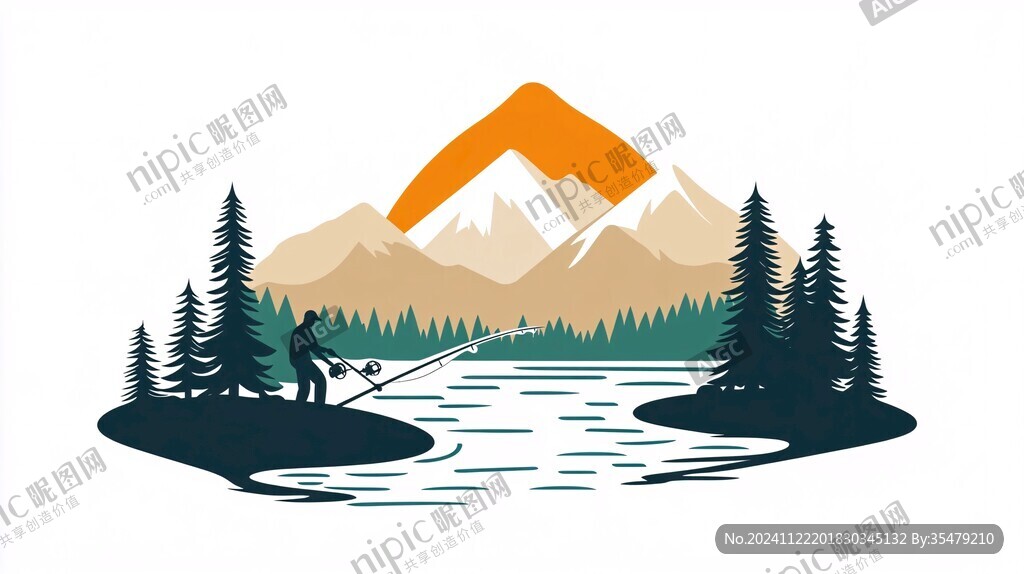 山脈插畫logo