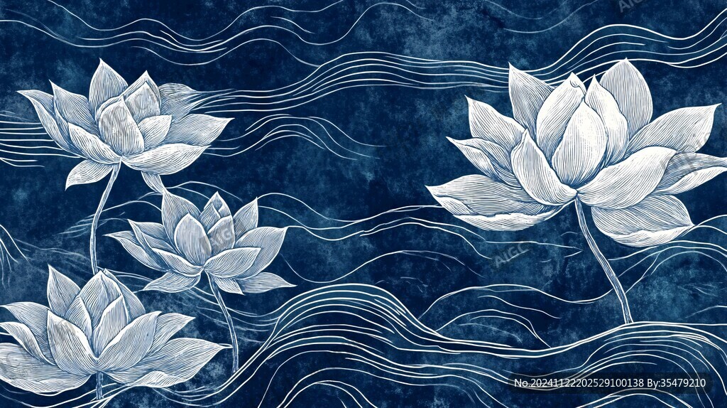 黑底藍(lán)色荷花背景