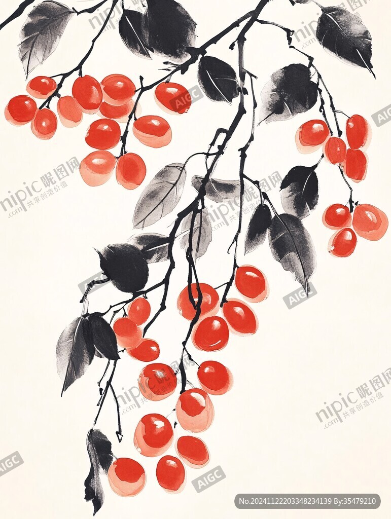 火棘插畫
