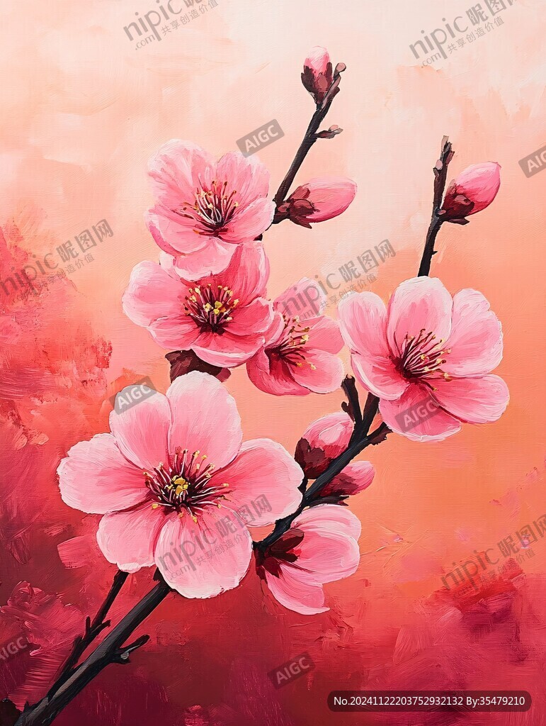 油畫(huà)桃花