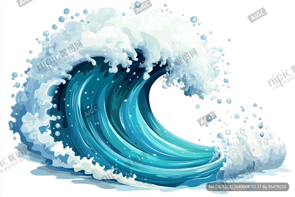 手繪海浪圖