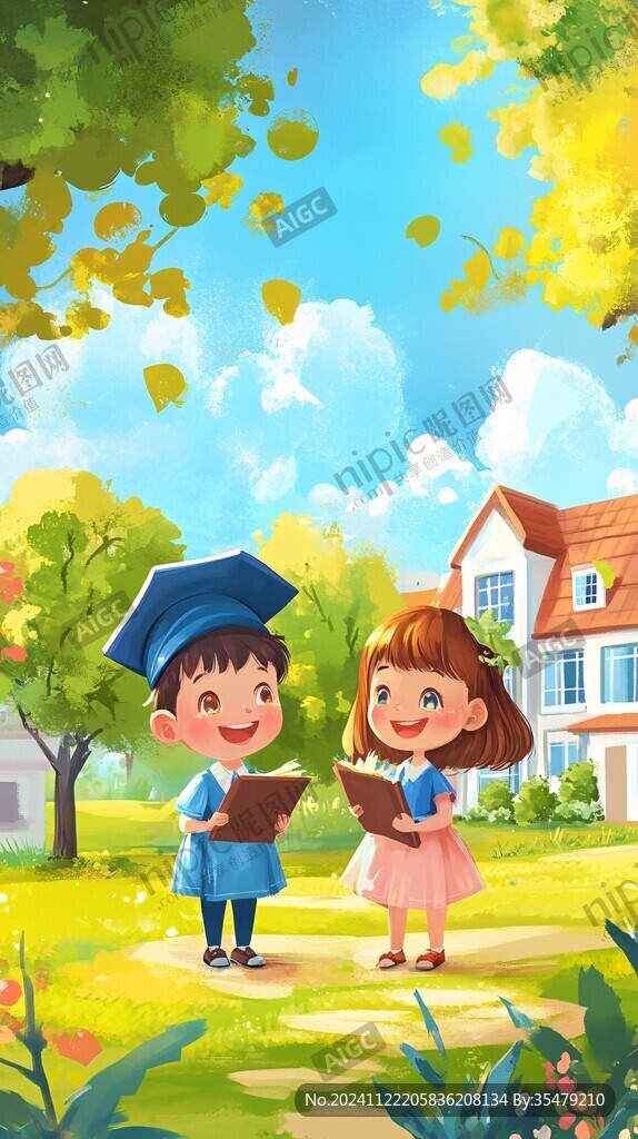 學生場景插畫