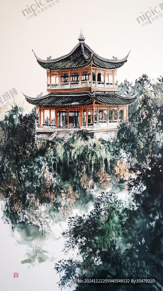 插畫愛晚亭