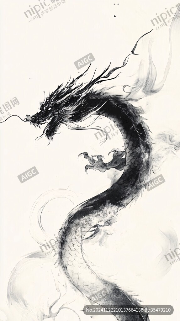 水墨龍底紋