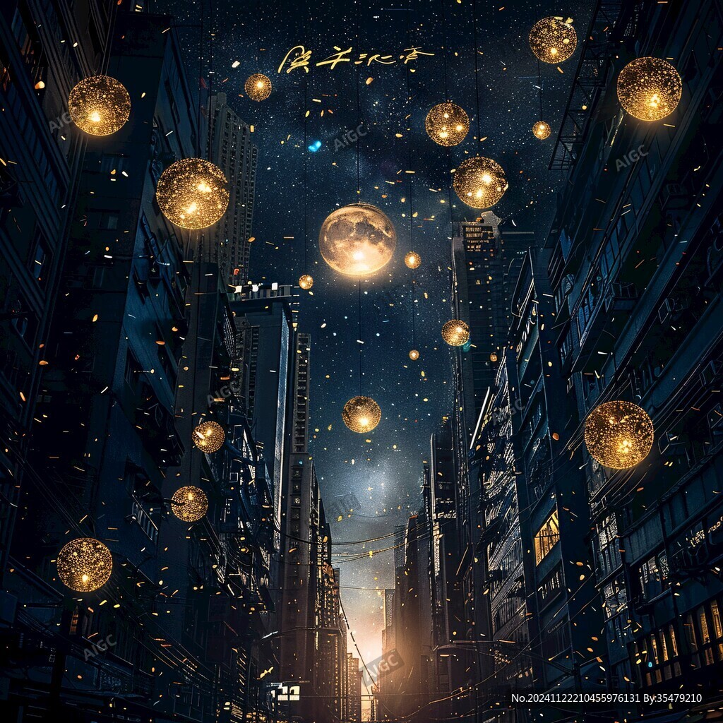 月光下的城市插畫