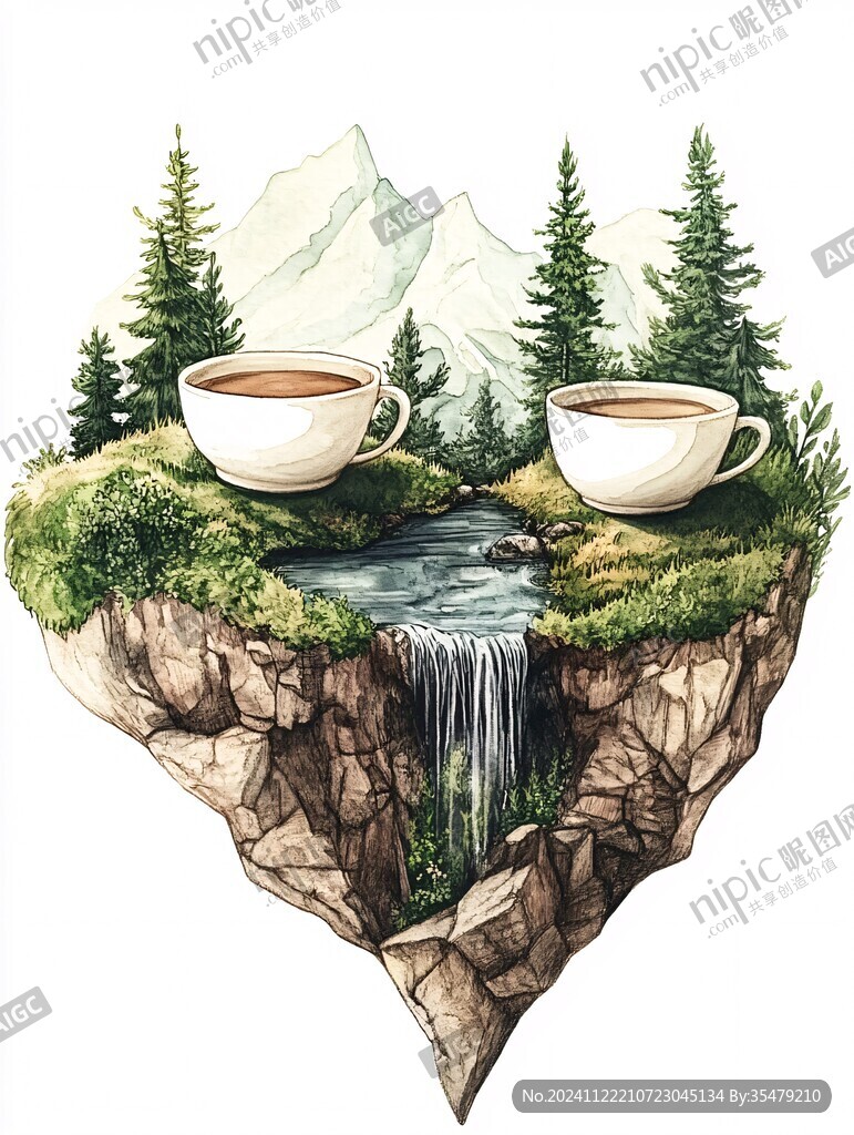 山泉水插畫