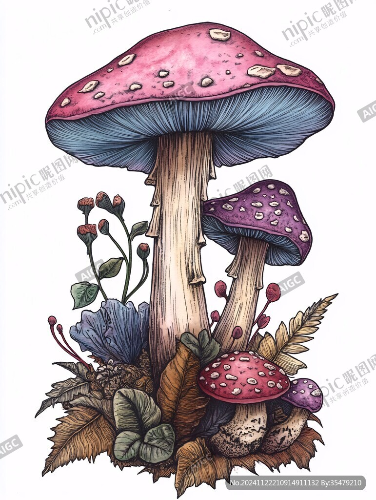 蘑菇手繪插畫