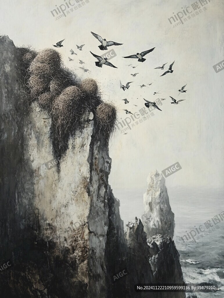 候鳥油畫