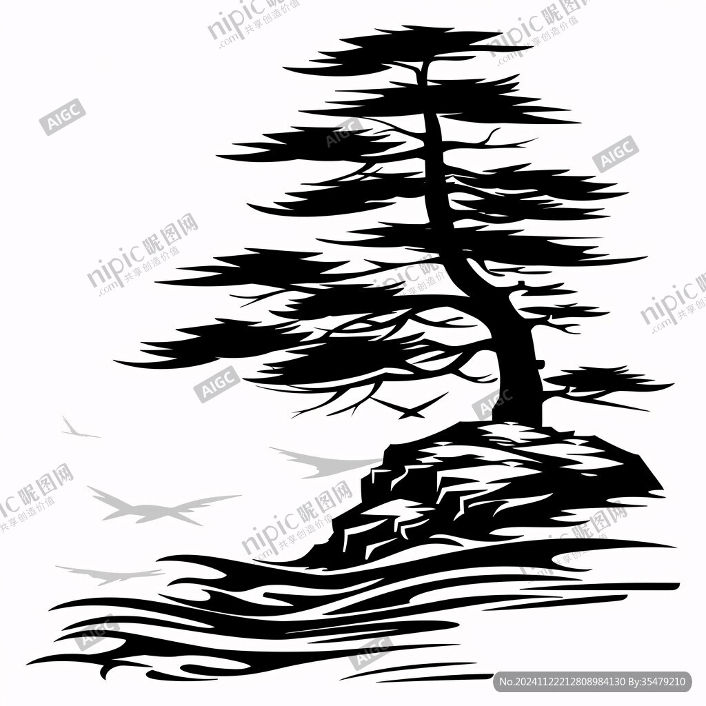 迎客松線條