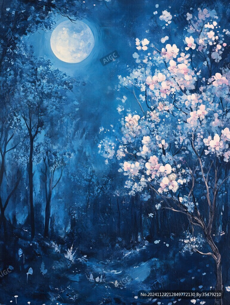 月夜油畫