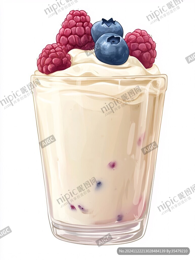 樹莓冰淇淋插畫