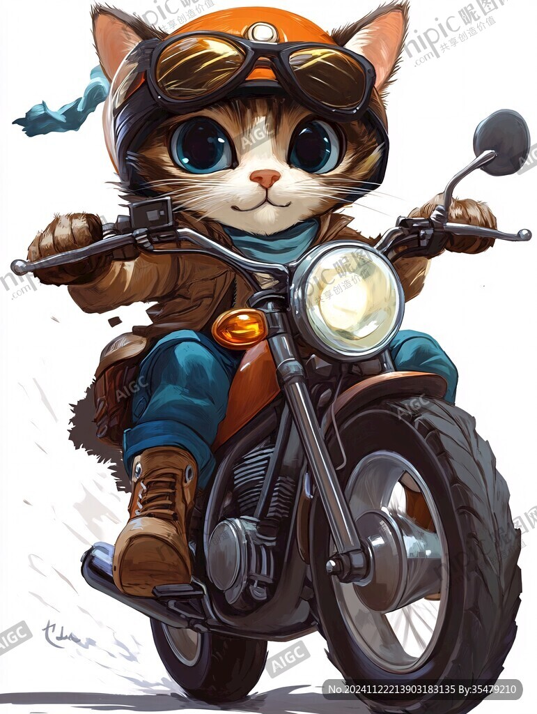 貓騎摩托車(chē)送快遞