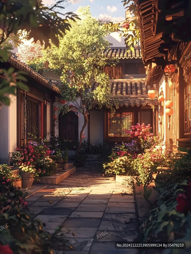 古風(fēng)庭院插畫