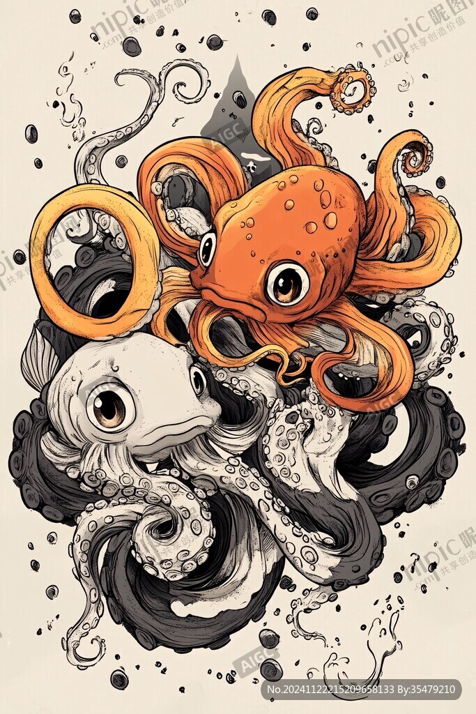 手繪章魚插畫