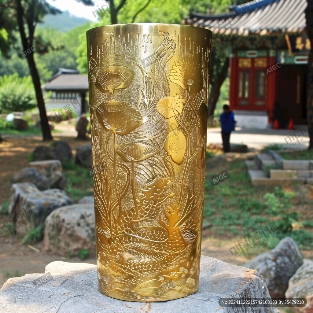 銅鍍金垂恩香筒