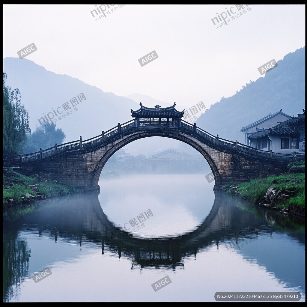虹橋拱橋倒影