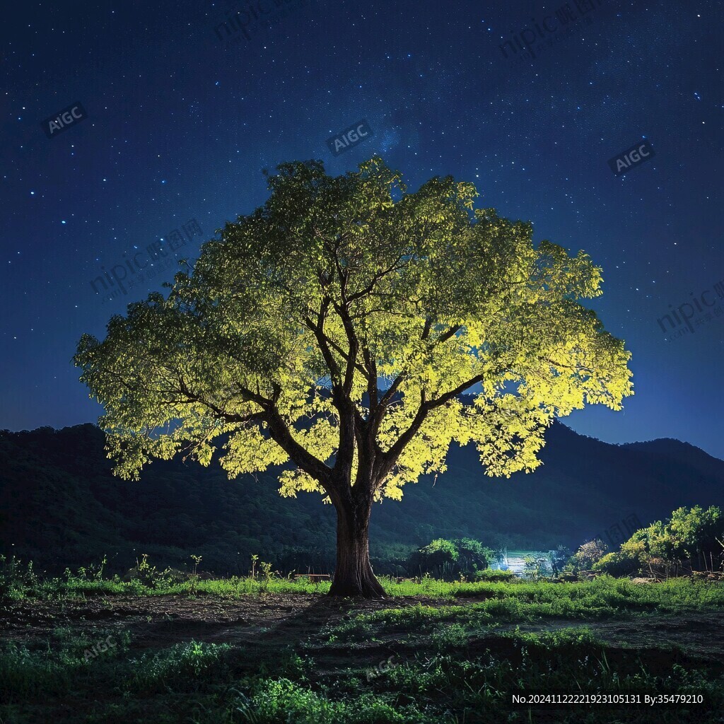 夜景樹高清樹