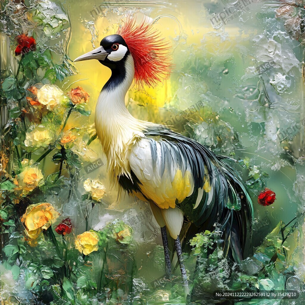 夢幻花鳥油畫