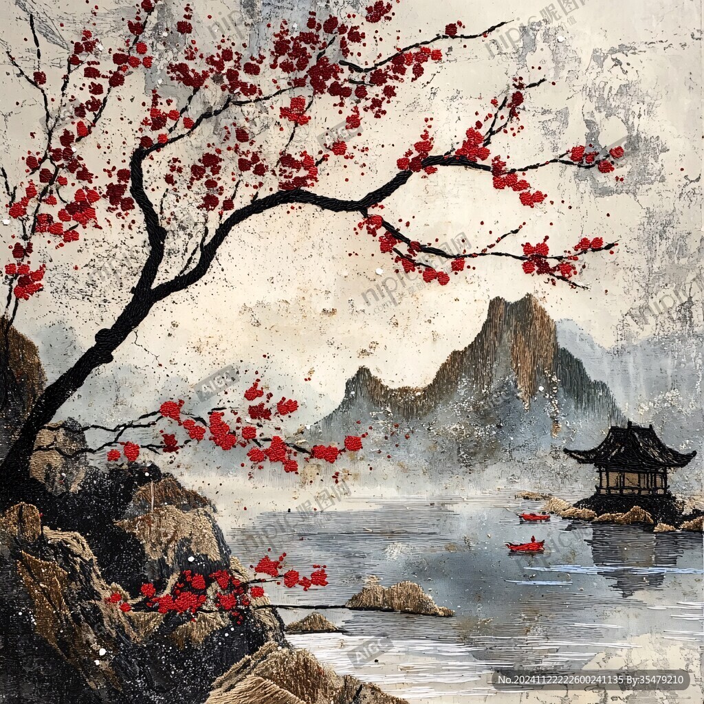 樓閣山水意境畫(huà)