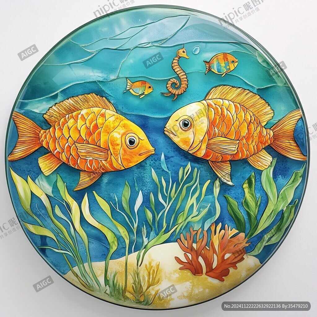風(fēng)水魚圓形畫