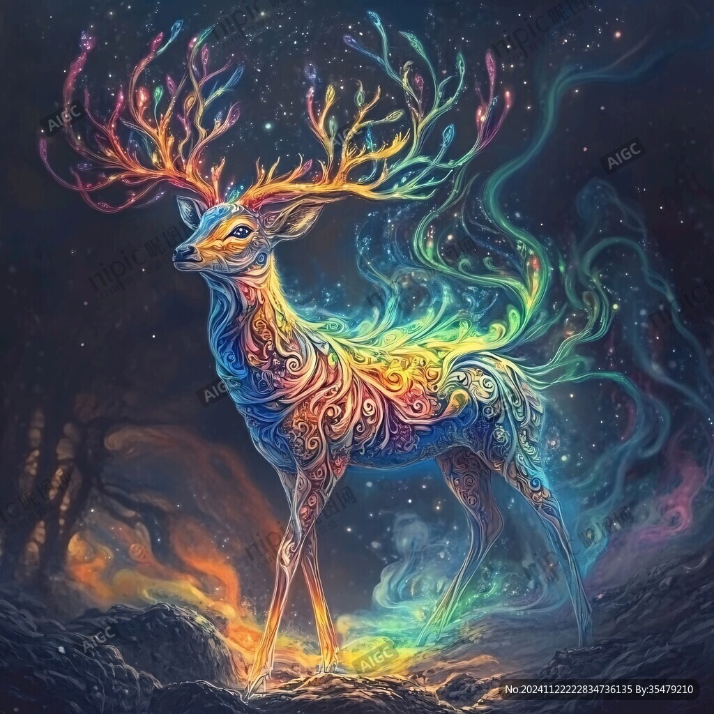 卡通唯美夢幻鹿
