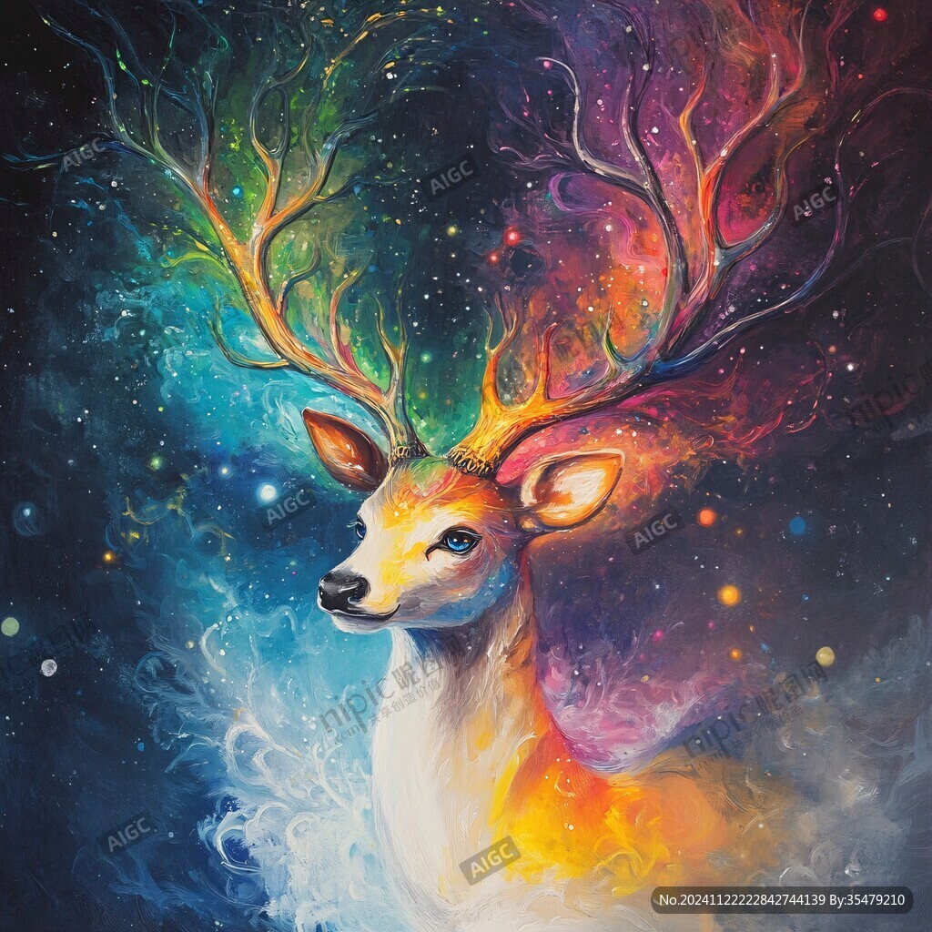 卡通唯美夢幻鹿