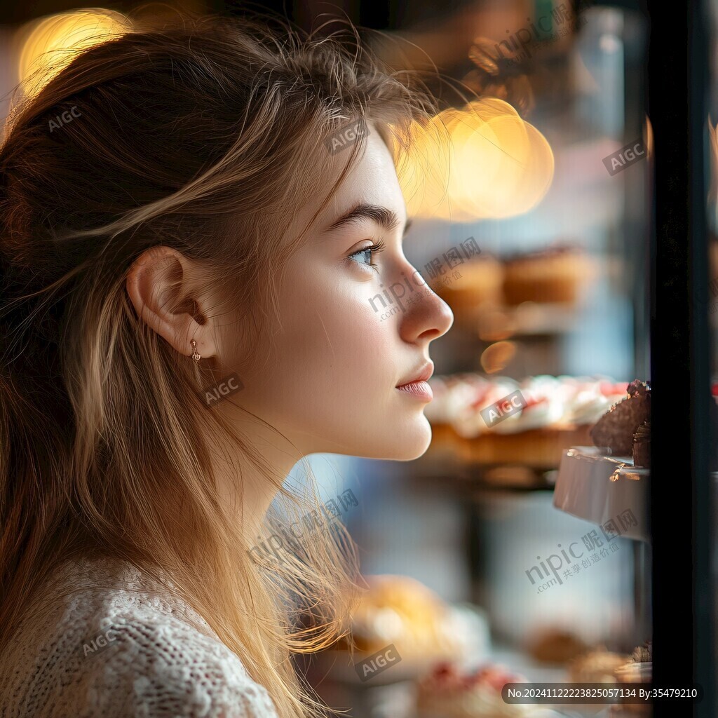 甜品店里的美女