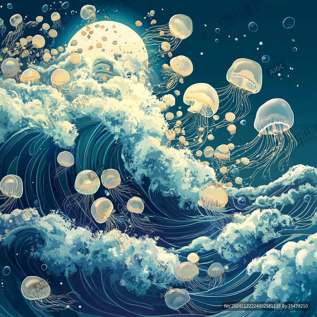 古風(fēng)海浪包裝插畫(huà)