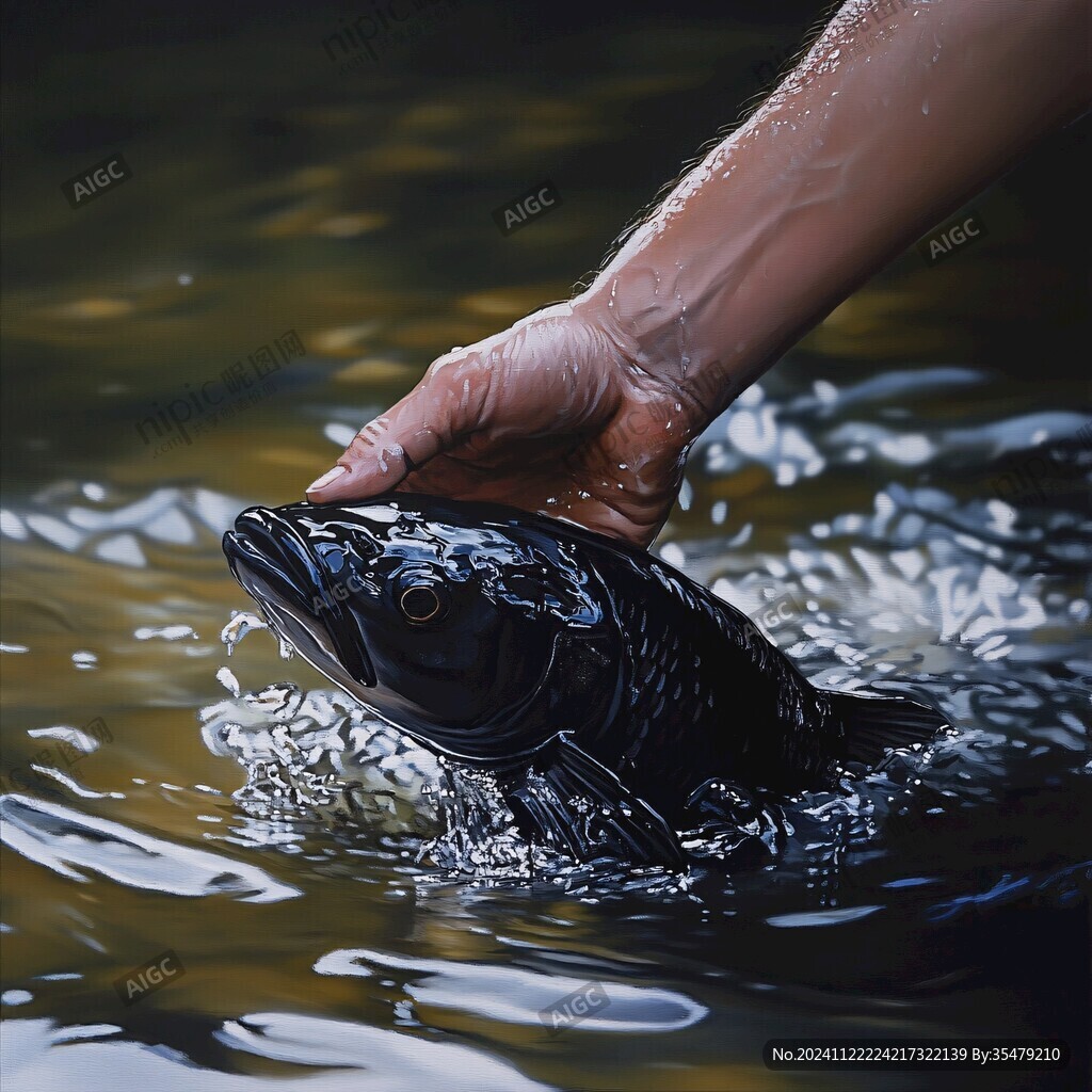 手捧黑魚