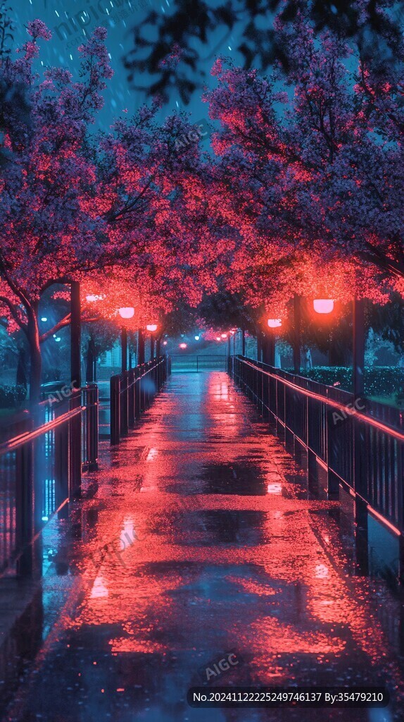 唯美櫻花夜景