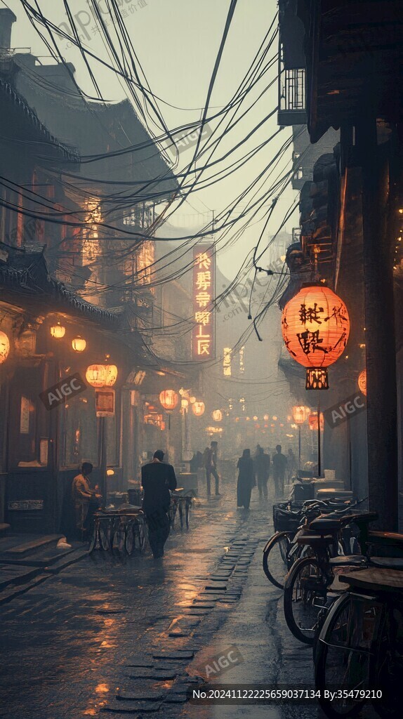 古街日出