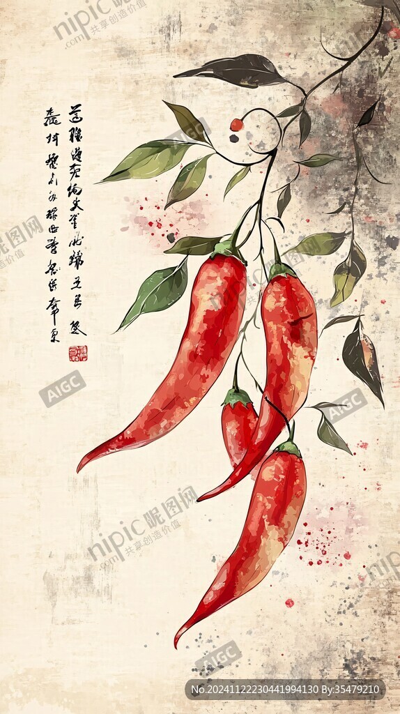 工筆畫辣椒