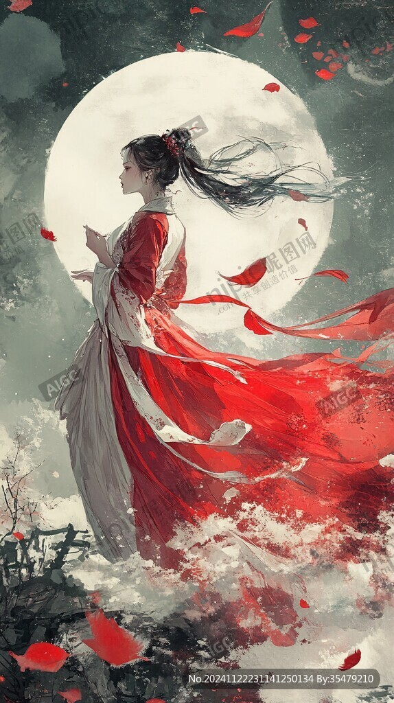 紅衣少女設(shè)計(jì)古風(fēng)