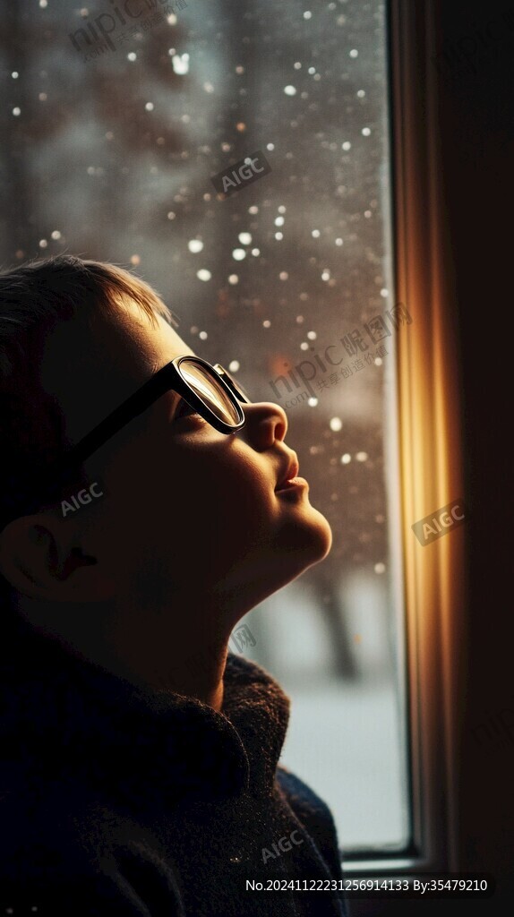 看著窗外的雪花