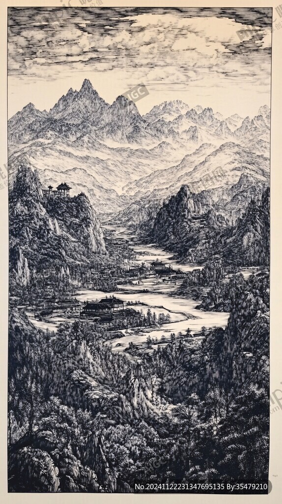 版畫山水