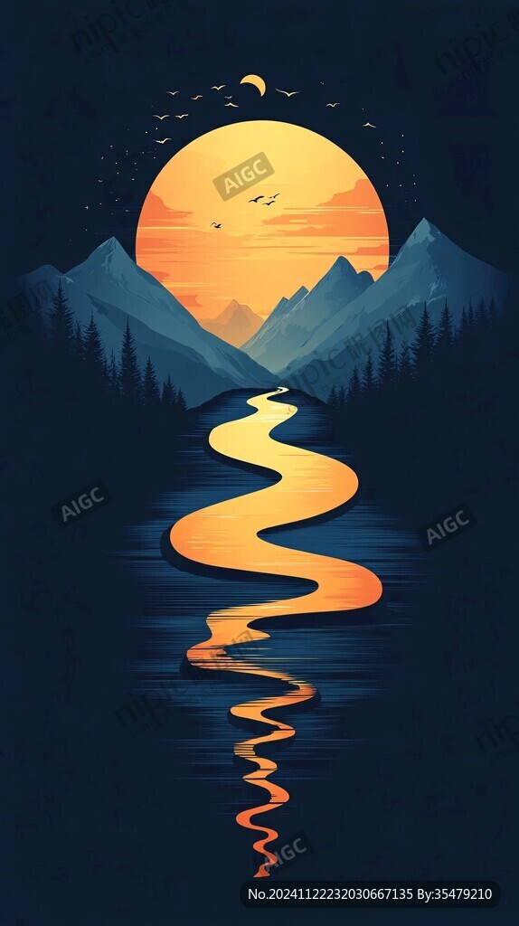 山川河流插畫